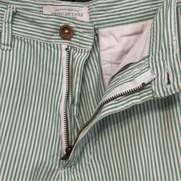 American Eagle Green Stripe Cotton Shorts Size 30 - Picture 3 of 5